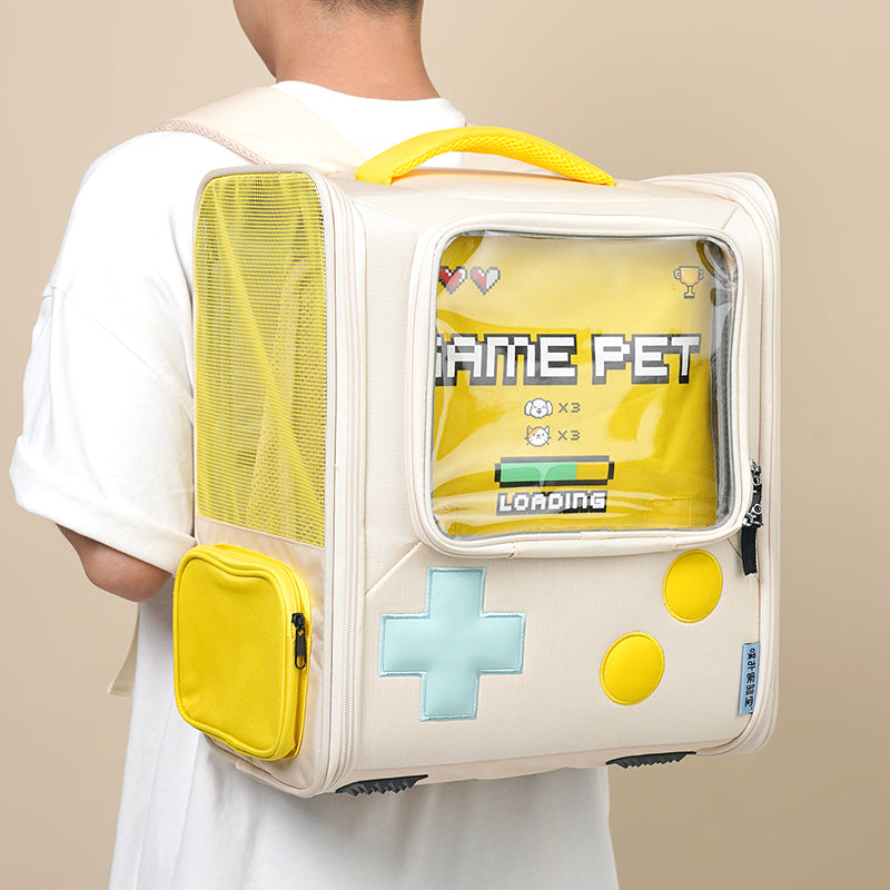 PawsCube-🕹️"Retro Game Console Pet Carrier - Foldable Backpack with Ventilation & Escape-Proof Zippers, TSA-Compliant for Cats/Small Dogs"